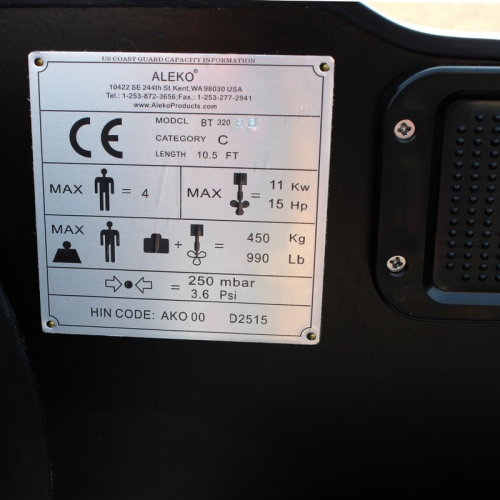 ALEKO® BTF320RBK PRO Inflatable Fishing Boat Raft 10.5Ft Aluminum Floor 4 Person Fishing Rod Holders , Red Black