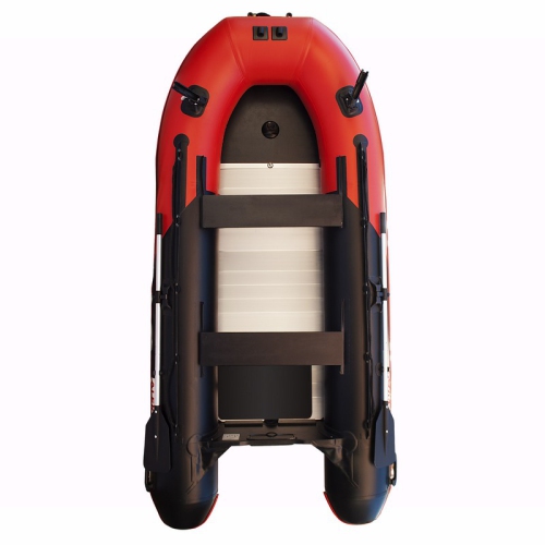 ALEKO® BTF320RBK PRO Inflatable Fishing Boat Raft 10.5Ft Aluminum Floor 4 Person Fishing Rod Holders , Red Black