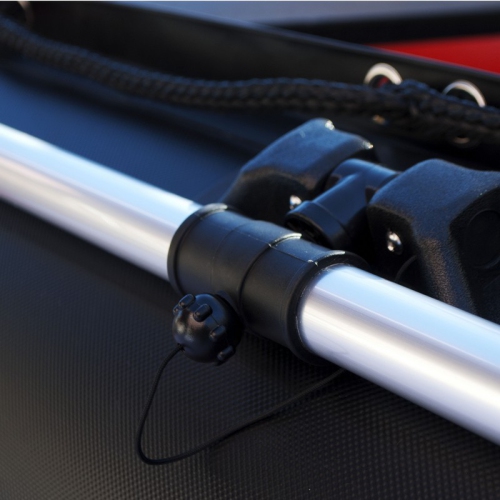 ALEKO® BTF320RBK PRO Inflatable Fishing Boat Raft 10.5Ft Aluminum Floor 4 Person Fishing Rod Holders , Red Black