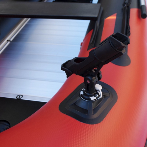 ALEKO® BTF320RBK PRO Inflatable Fishing Boat Raft 10.5Ft Aluminum Floor 4 Person Fishing Rod Holders , Red Black