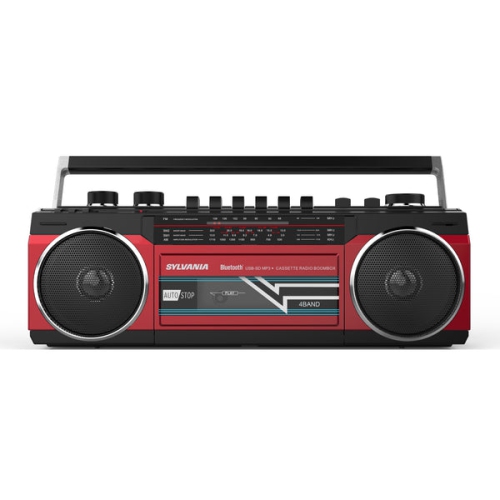 Boombox Bluetooth rétro cassette Sylvania avec radio AM/FM - Rouge
