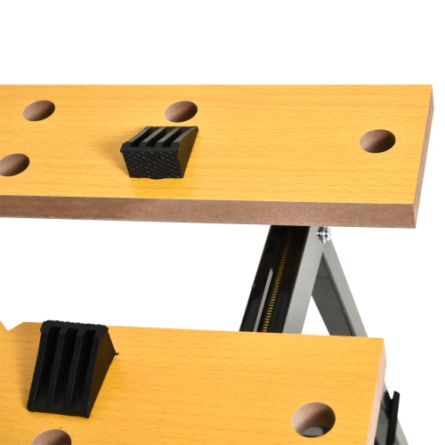 DURHAND Foldable Work Bench w/ 4 Adjustable Clamps, Carpenter Saw Table, MDF Surface, Steel Frame, Portable Work Bench 100kg/220lbs Capacity