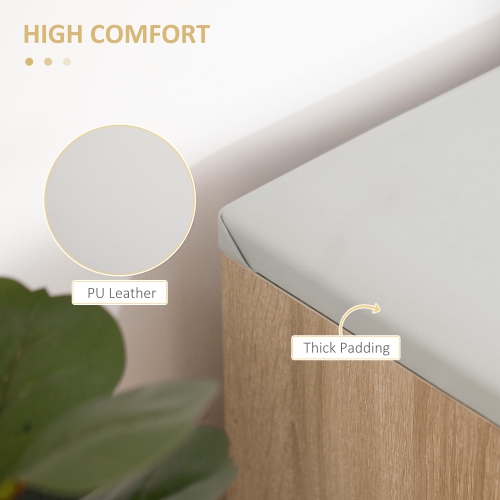 HOMCOM – Banc d'entrée avec coussin rembourré en polyuréthane, rangement dissimulé pour la chambre à coucher de couloir, naturel
