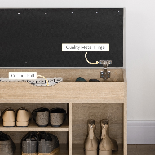 HOMCOM – Banc d'entrée avec coussin rembourré en polyuréthane, rangement dissimulé pour la chambre à coucher de couloir, naturel