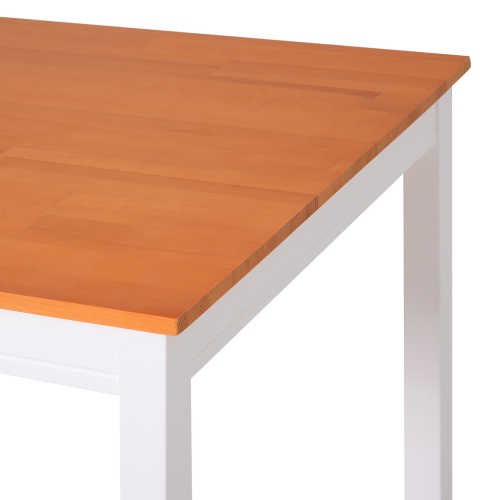 HOMCOM Dining Table Set for 4, 5 Piece Pine Wood Kitchen Table with High Back Chairs, Rectangular Table and 4 Armless Chair, White and Natural Wood