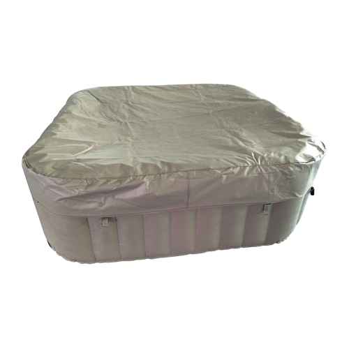 ALEKO HTISQ6BRWH Square Inflatable Jetted Hot Tub with Cover - 6 Person - 250 Gallon - Brown and White