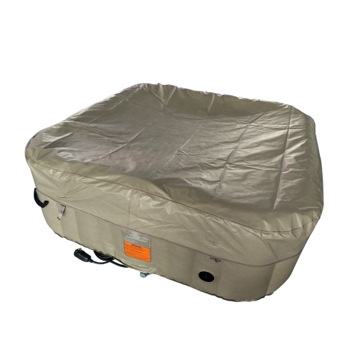 ALEKO HTISQ6BRWH Square Inflatable Jetted Hot Tub with Cover - 6 Person - 250 Gallon - Brown and White