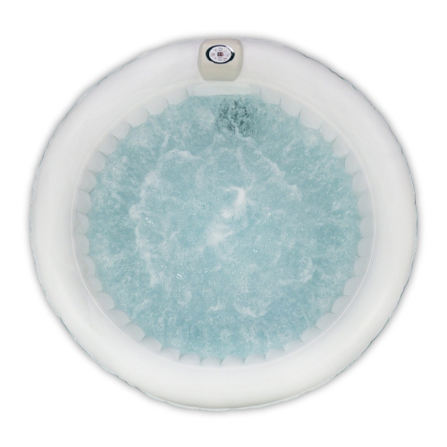 ALEKO HTIR4GRW Round Inflatable Jetted Hot Tub with Cover - 4 Person - 210 Gallon - Light Blue and White