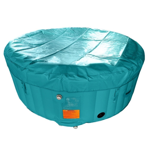 ALEKO HTIR4GRW Round Inflatable Jetted Hot Tub with Cover - 4 Person - 210 Gallon - Light Blue and White