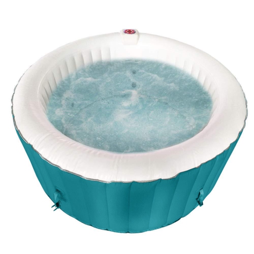 ALEKO HTIR4GRW Round Inflatable Jetted Hot Tub with Cover - 4 Person - 210 Gallon - Light Blue and White
