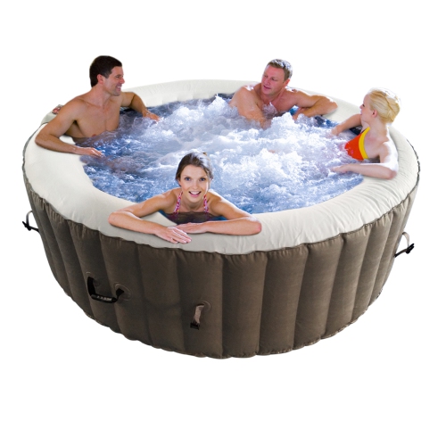 ALEKO HTIR6BKW Round Inflatable Jetted Hot Tub with Cover - 6 Person - 265 Gallon - Black and White