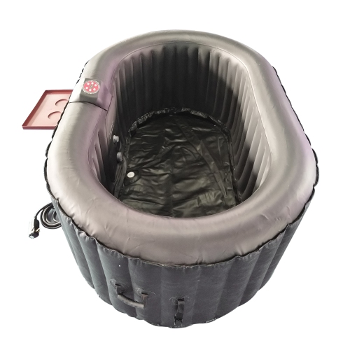 ALEKO HTIO2BKBK Oval Inflatable Jetted Hot Tub with Drink Tray and Cover - 2 Person - 145 Gallon - Black
