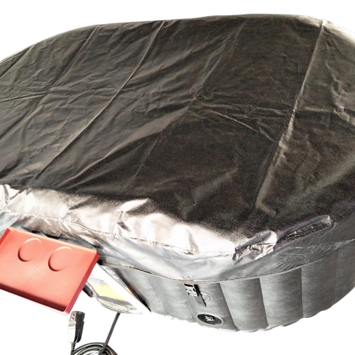 ALEKO HTIO2BKW Oval Inflatable Jetted Hot Tub with Drink Tray and Cover - 2 Person - 145 Gallon - Black and White