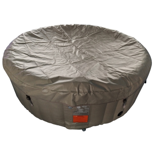 ALEKO HTIR6BRW Round Inflatable Jetted Hot Tub with Cover - 6 Person - 265 Gallon - Brown and White