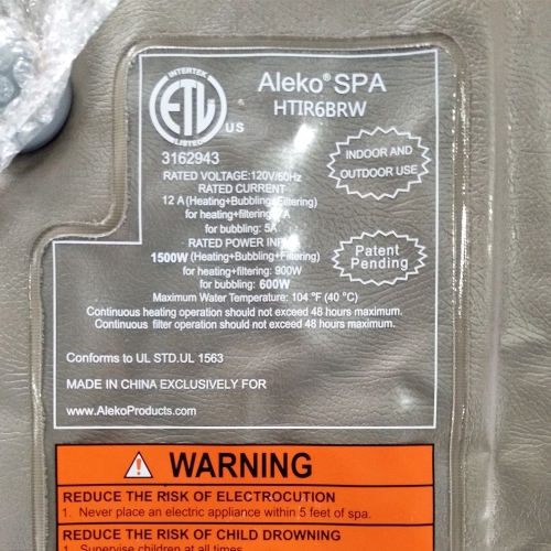 ALEKO HTIR6BRW Round Inflatable Jetted Hot Tub with Cover - 6 Person - 265 Gallon - Brown and White