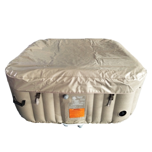 ALEKO HTISQ4BR Square Inflatable Jetted Hot Tub with Cover - 4 Person - 160 Gallon - Brown