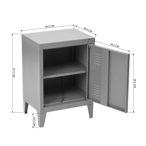 FurnitureR Office Storage Cabinets Multifunction as Night Stand & End Table, Dark Grey