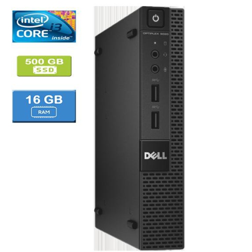 Refurbished - DELL 9020 MICRO Intel Core i3-4160T 3.10 GHz, 16GB, 500GB SSD, Win 10 Pro