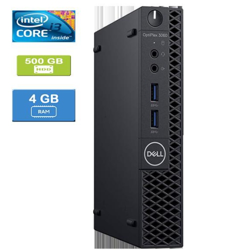 DELL  Refurbished (Good) - 3060 Micro Intel Core I3-8100T 3.10 Ghz, 4GB, 500GB HDD, Win 10 Pro