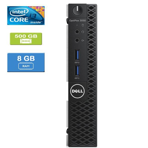 DELL  Refurbished (Good) - 3050 Micro Intel Core I3-7100T 3.40 Ghz, 8GB, 500GB HDD, Win 10 Home