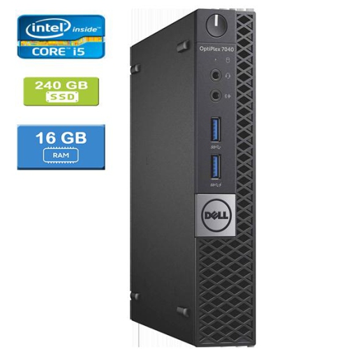 Refurbished - DELL 7040 MICRO Intel Core i5-6400T 2.20 GHz, 16GB, 240GB SSD, Win 10 Pro