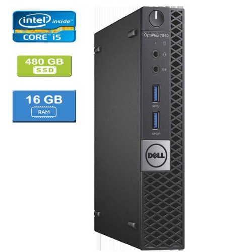 Refurbished - DELL 7040 MICRO Intel Core i5-6400T 2.20 GHz, 16GB, 480GB SSD, Win 10 Pro