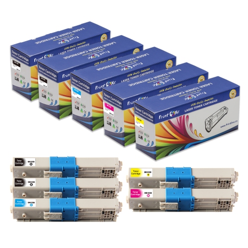 C330 Compatible Set + BK ; 5 Toner Cartridges 44469801 / 44469703 / 44469702 / 44469701 for Okidata C310 C330 C330dn C510 C530 C530dn MC361 MC362w