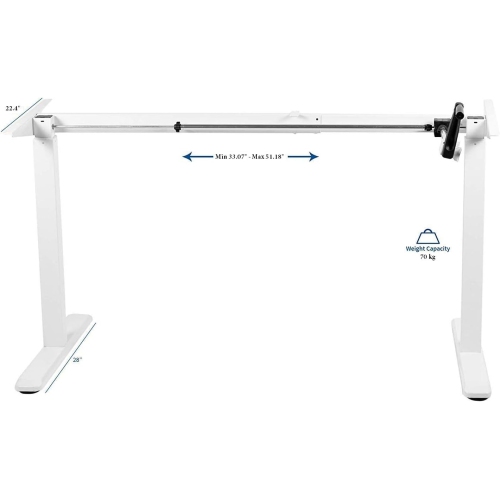 Boost Industries FS-DR22C-WH Compact Manual Crank Height Adjustable White Desk Frame