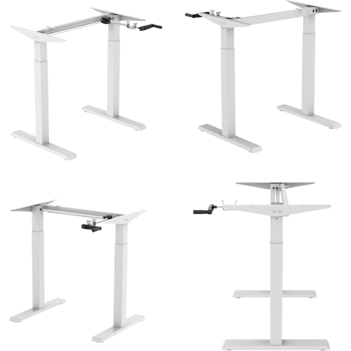 Boost Industries FS-DR22C-WH Compact Manual Crank Height Adjustable White Desk Frame