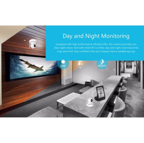 SANNCE HD Mini Wireless IP Camera Home Surveillance Camera System Baby Monitor -Enhanced Wi-Fi 3dB Antenna