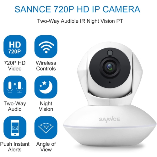 SANNCE HD Mini Wireless IP Camera Home Surveillance Camera System Baby Monitor -Enhanced Wi-Fi 3dB Antenna
