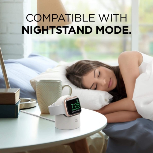 elgo W2 Station de Charge [Blanc] - Compatible avec Toutes les Séries d'Apple Watch et Mode Table de Nuit
