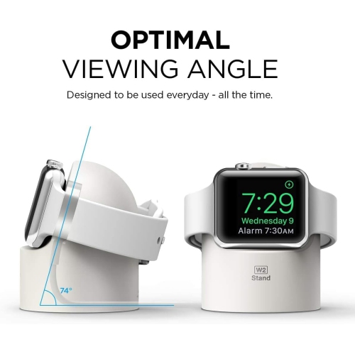 elgo W2 Station de Charge [Blanc] - Compatible avec Toutes les Séries d'Apple Watch et Mode Table de Nuit