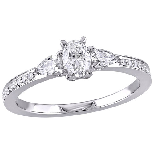 Amour 0.61ctw White Oval-Cut Diamond Ring in 14K White Gold - Size 8