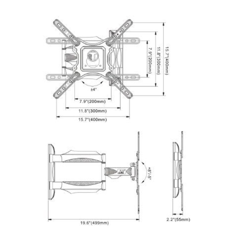 Boost Industries Universal AMF-3255 Articulating LED LCD TV / Monitor Mount for 32" to 55" Displays