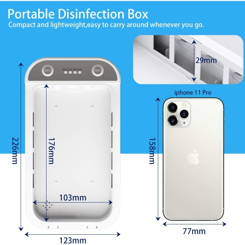 Disinfection Box/ sanitizer UV-C Light - Portable Antibacterial Sterilization Box for Phones, Headphones, Keys and More,