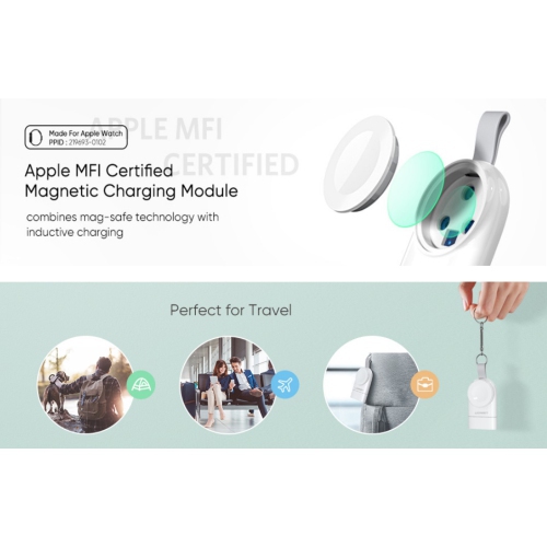 Chargeur iWatch sans fil portatif magnétique - Chargeur Apple Watch avec cordon d’entrée USB-A&nbsp;: c.a. 5V 1 a Blanc pour Apple Watch série 6 5 4