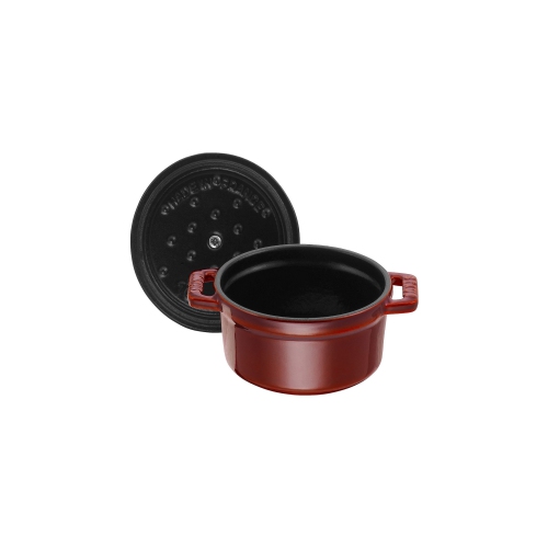 STAUB La Cocotte 250 mL Cast Iron Round Mini Cocotte, Grenadine-Red