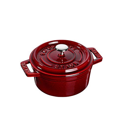STAUB La Cocotte 250 mL Cast Iron Round Mini Cocotte, Grenadine-Red