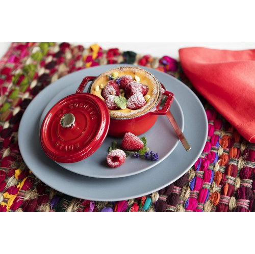 STAUB La Cocotte 250 mL Cast Iron Round Mini Cocotte, Grenadine-Red