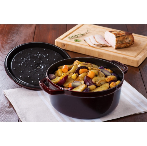 STAUB La Cocotte 250 mL Cast Iron Round Mini Cocotte, Grenadine-Red