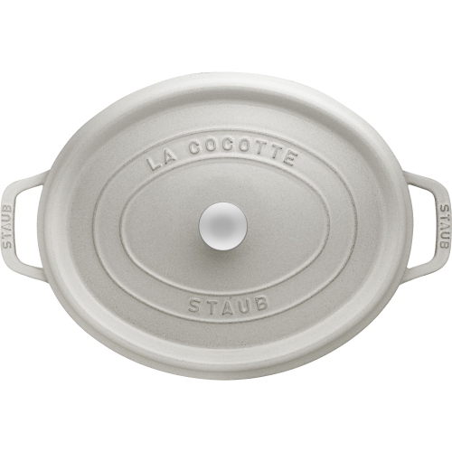STAUB La Cocotte 6.75 L Cast Iron Oval Cocotte, White Truffle