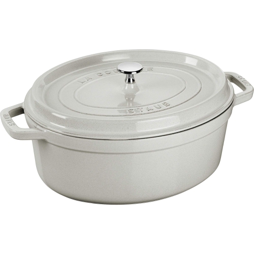 STAUB La Cocotte 6.75 L Cast Iron Oval Cocotte, White Truffle
