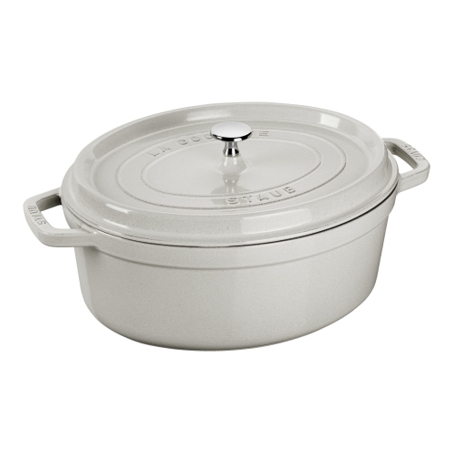 STAUB La Cocotte 5.5 L Cast Iron Oval Cocotte, White Truffle