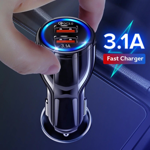 GETIHU 18W 3.1A FAST CAR CHARGE 3.0 Universal Dual USB FOR TYPE-C