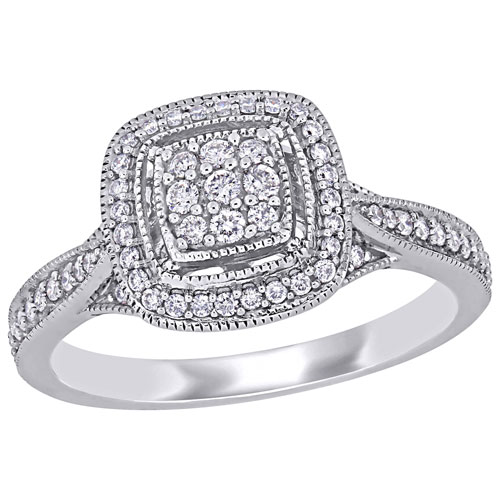 Amour 0.34ctw White Round-Cut Diamond Ring in 10K White Gold - Size 8