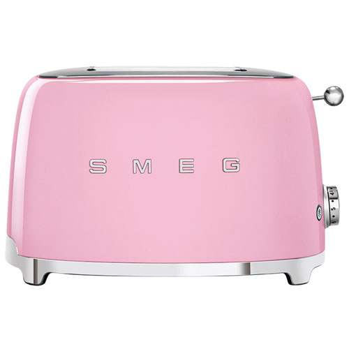 Grille-pain rétro des années 50 de Smeg - 2 tranches - Rose