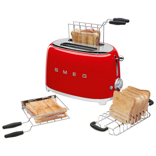 Grille-pain rétro des années 50 de Smeg - 2 tranches - Rouge
