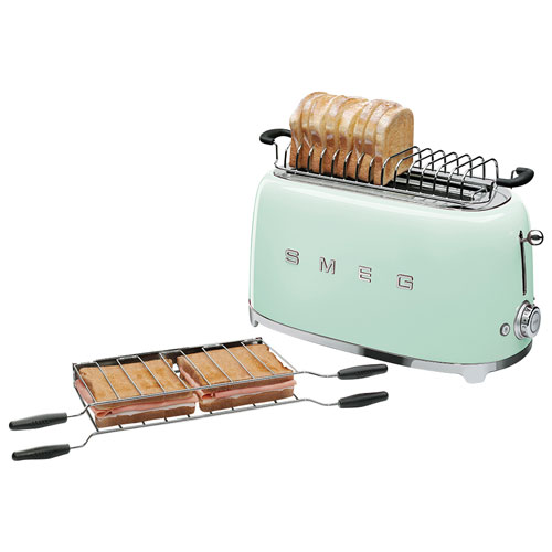Grille-pain rétro à fentes longues des années 50 de Smeg - 4 tranches - Vert pastel