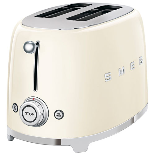 Grille-pain rétro des années 50 de Smeg - 2 tranches - Crème